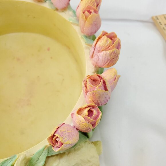 VTG Decorative Easter Rabbit & Tulip Design Bowl Spring Time Planter Candy Dish - Picture 3 of 16